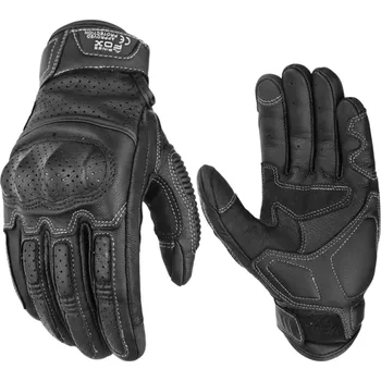 Moto rukavice Vintage černé motocyklové rukavice z pravé kůže Letní prodyšné rukavice s perforací Motokrosové rukavice na motorku Retro jezdecký styl XXL