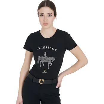 Dámské tričko EQUESTRO Triko Dressage Diamonds EQUESTRO, dámské, černé L