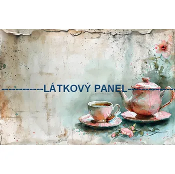 Látkový panel - Zátiší se šálkem - VI-78 Velikost: 30x20cm, Materiál: Kočárkovina