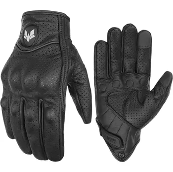 Moto rukavice Vintage černé motocyklové rukavice z pravé kůže Letní perforované prodyšné rukavice na motorku Motokrosové kožené jezdecké rukavice XL
