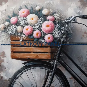 Látkový panel - Kolo s květy - VI-68 Velikost: 40x40cm, Materiál: Úplet