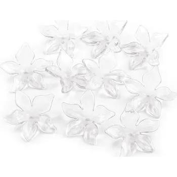 Plastové korálky květ / sukýnka Ø25-29 mm transparent 800 ks