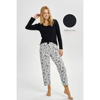 Pánské pyžamo 3454 DÁMSKÉ DLOUHÉ PYŽAMO AIDA M-XL černá XL