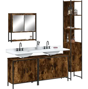 Koupelnový nábytek vidaXL 4dílný set koupelnového nábytku kompozitní dřevo [3214694] Barva: kouřový dub