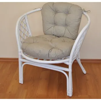 Axin Trading s.r.o. Ratanové křeslo Bahama bílé polstr tmavě béžový melír