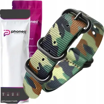 Řemínek na hodinky UNIVERZÁLNÍ ŘEMÍNEK NÁRAMEK K HODINKÁM PHONEO NATO 22MM TELESKOPY MASKÁČOVÝ