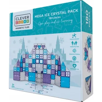 ostatní stavebnice Cleverclixx Magnetické Stavebnice Magnetické Stavebnice pro děti Hračka Mega balení ledových krystalů 180 dílků Modré 180