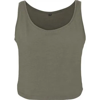 Build Your Brand Dámské oversize crop top tílko 100% bavlna Barva: zelená olivová, Velikost: 5XL BY051