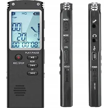 Diktafon Profesionální diktafon 16GB Odposlech se dvěma mikrofony Audio MP3