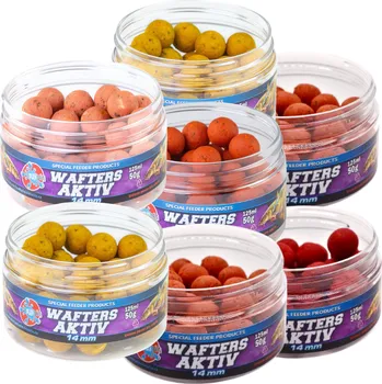Boilies Splashbaits Balíček wafters aktiv 7x50g - Mango mix