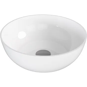 Umyvadlo Polysan BANERA ROUND umyvadlo na desku, litý mramor, průměr 39cm, bílá