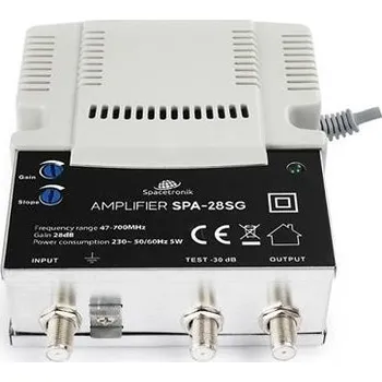 Příjem digitálního pozemního vysílání Anténní zesilovač distribuční Spacetronik SPA-28SG, 28dB, 1x vstup, LTE2 Filtr, DMSPA28SG