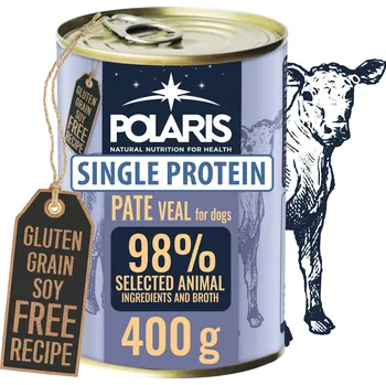 Krmivo pro psa VLHKÉ KRMIVO PRO DOSPĚLÉ PSY POLARIS PAŠTIKA S TELECÍM MASEM 400G BEZ OBILOVIN