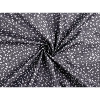 Bavlněná látka / plátno drobné květy METRÁŽ - 4 (22370-3) šedá bílá
