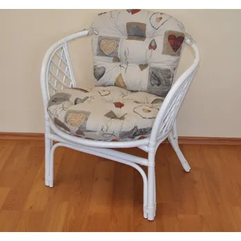 Axin Trading s.r.o. Ratanové křeslo Bahama bílé polstr motiv srdce LOVE