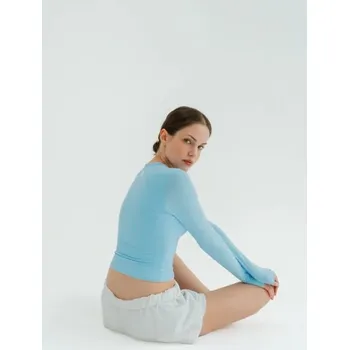 Dámské funkční triko s dlouhým rukávem na jógu Moonholi NY CHIC - maya blue m