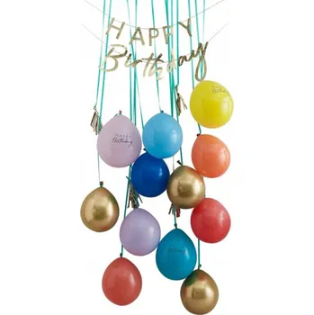 Balónek Sada narozeninových dekorací, 9 dílů: girlanda, balónky, třásně