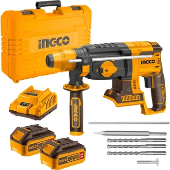 Pneumatické kladivo Ingco CRHLI202287 AKU Kladivo vrtací 26mm, vč. baterie 2ks a nabíječky