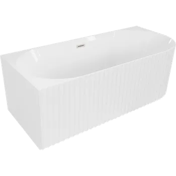 Vana Mexen Gia volně stojící rohová vana s žebrováním levá 170 x 80 cm, bílý lesk, přepad kartáčovaný nikl - 52701708000L-97 Volně stojící vany