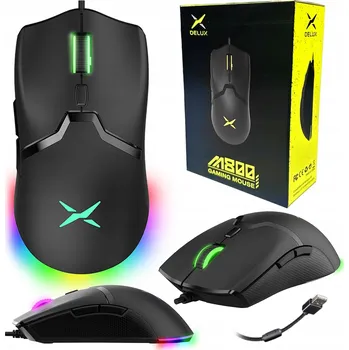Myš Herní Myš Delux M800A s rozlišením 7200 DPI a RGB