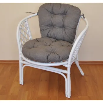 Axin Trading s.r.o. Ratanové křeslo Bahama bílé polstr šedý melír