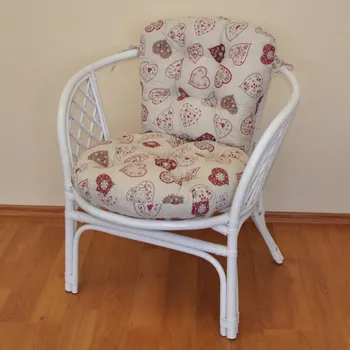Axin Trading s.r.o. Ratanové křeslo Bahama bílé polstr motiv červené srdce