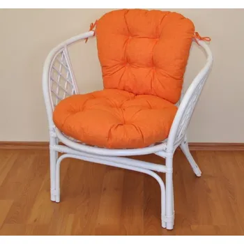 Axin Trading s.r.o. Ratanové křeslo Bahama bílé polstr oranžový melír