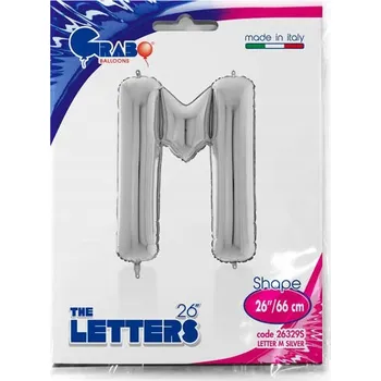 Balónek Fóliový balónek písmeno M stříbrný 66 cm