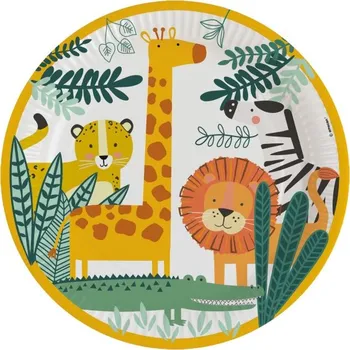 Party dekorace Papírové talíře - se zvířátky 23 cm - 8 ks