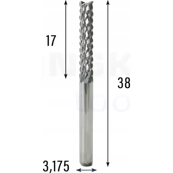 Vrták Vícebřitá fréza přímá | fi 3.175 x 17 x 38 | CNC VHM