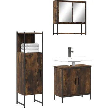 Koupelnový nábytek vidaXL 3dílný set koupelnového nábytku kompozitní dřevo [3214703] Barva: kouřový dub