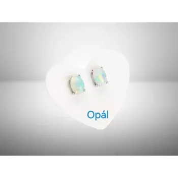 Šperk Opálové naušnice ovál 4 x 6 mm – přírodní kámen, ocelové provedení