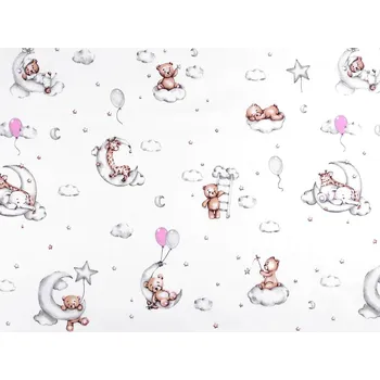 Bavlněná látka medvídci METRÁŽ - (22311-1) bílá