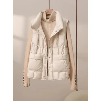 Dámská parka Dlouhý zimní kabát s péřovou výplní a límcem Barva: Béžová, Velikost: L