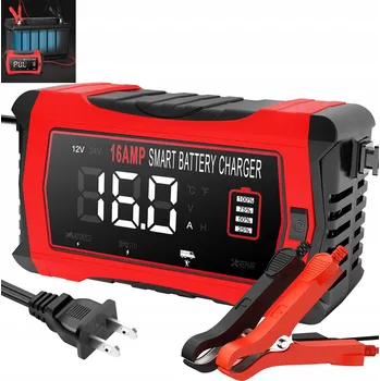 Nabíječka autobaterie VÝKONNÁ NABÍJEČKA AKUMULÁTORŮ LCD 12V 24V 16A S FUNKCÍ OPRAVY