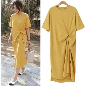 Dámské šaty Letní šaty s krátkým rukávem ve francouzském stylu Barva: Žlutá, Velikost: M