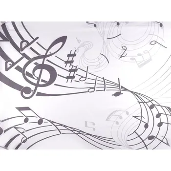 Bavlněná látka / plátno noty METRÁŽ - bílá šedá