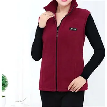 Dámská fleece vesta bez rukávů na zip pro volný čas Barva: Vínová, Velikost: 4XL