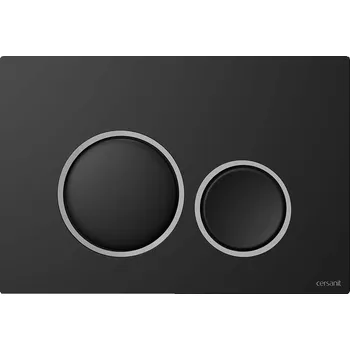 Splachovací tlačítko CERSANIT WC ovládací tlačítko LUNA černá matná, kroužek chrom matný K97-0633