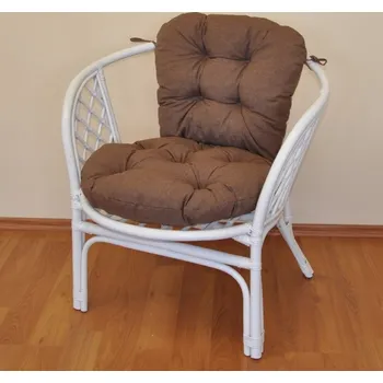 Axin Trading s.r.o. Ratanové křeslo Bahama bílé polstr hnědý melír