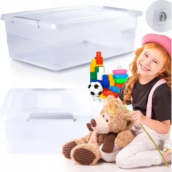 Úložný box Plastový Kontejner Krabička s Víkem a Kolečky, Úložný Box