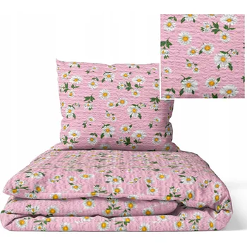 Povlečení Krepové povlečení 200x220 cm + 2x 70x80 cm POLSKÁ VÝROBA, vzor Heřmánek růžový