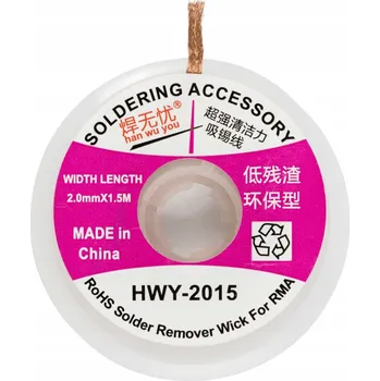 Lepicí páska Odsávací pásek na cín MSALAMON Rozpájecí páska Plecionka lutownicza 2mm 2 mm x 1,5 m