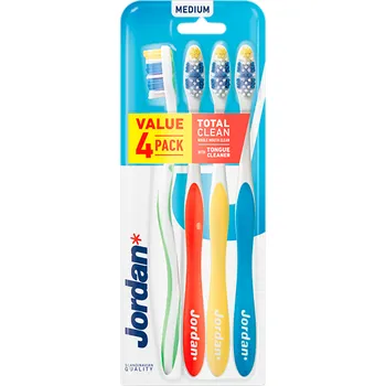 Zubní kartáček Jordan Total Clean zubní kartáček střední, 4 ks / 1 bal
