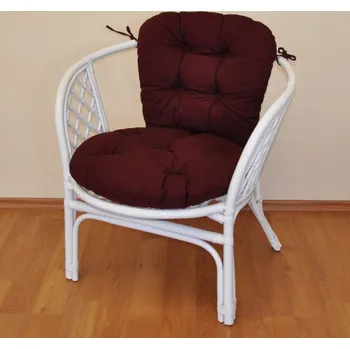 Axin Trading s.r.o. Ratanové křeslo Bahama bílé polstr vínový kepr