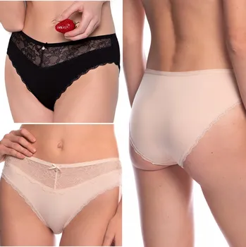 Kalhotky LAMA 1561BI dámské kalhotky z VISKÓZY, krajkové kalhotky BIKINI 2-BALENÍ - M