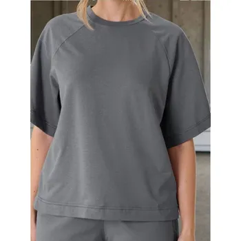 Dámské oblečení Sinsay - Mikina s&nbsp;krátkými rukávy soft touch - námořnická modrá - 468EG-95X - 468EG-95X-L