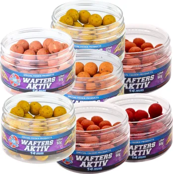 Boilies Splashbaits Balíček wafters aktiv 7x50g - Broskev mix