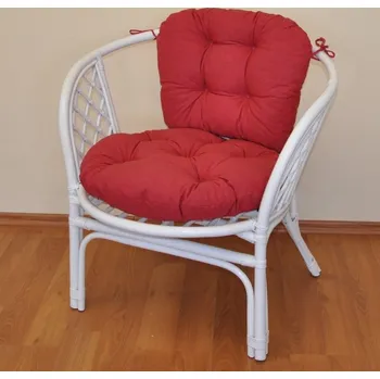 Axin Trading s.r.o. Ratanové křeslo Bahama bílé polstr vínový melír