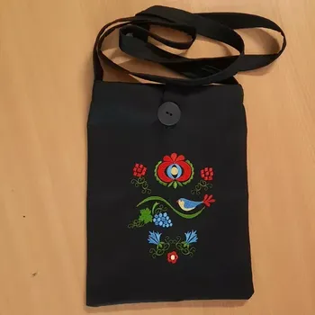 Textilní kabelka s výšivkou moravský vzor 33-1 - Bílá